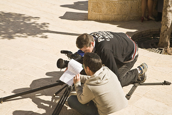 Filming a rapper